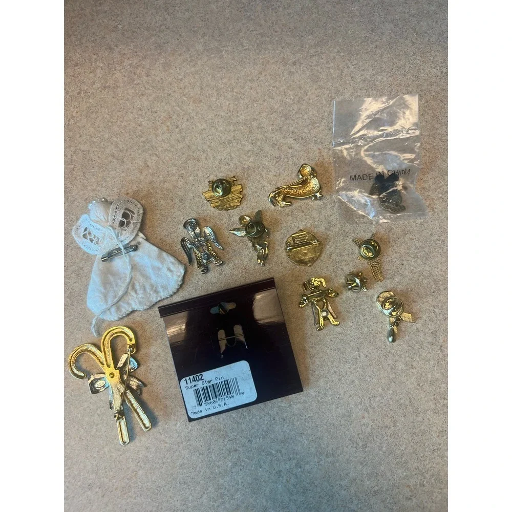 Vintage Pin Lot Disney Mickey Tinkerbell‎ Spoontiques Star Holiday Angel Brooch
